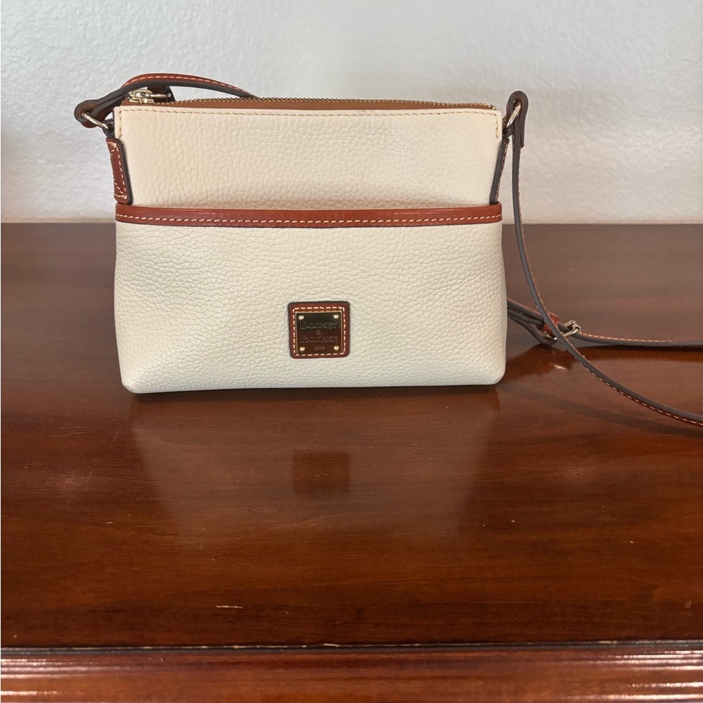 Dooney & Bourke Cream and Brown Leather Crossbody Bag